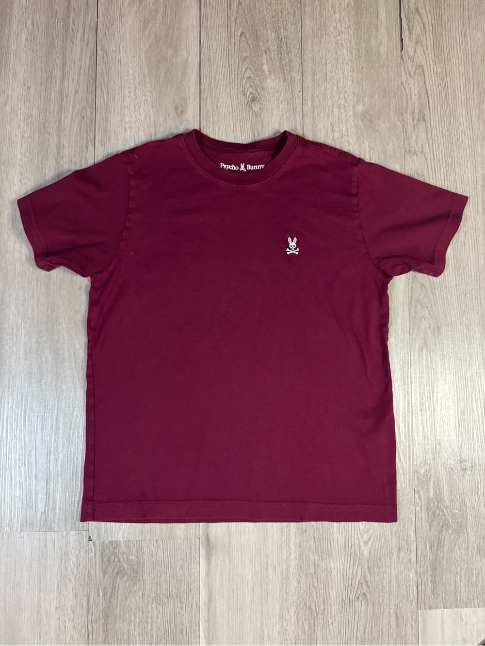 Psycho Bunny Burgundy Pima Cotton Crew Neck Logo Short Sleeve T-Shirt 14-16.